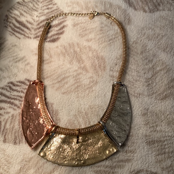 Gorgeous gold silver bronze Ali Khan NYC statement necklace - Picture 4 of 5